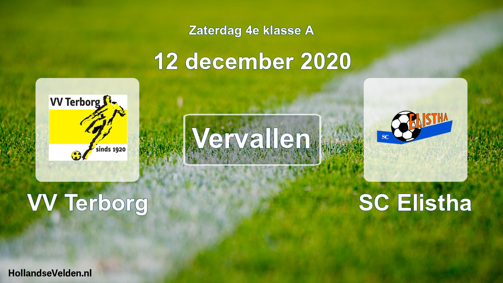 Scheduled Match: VV Terborg - SC Elistha (12 December 2020)