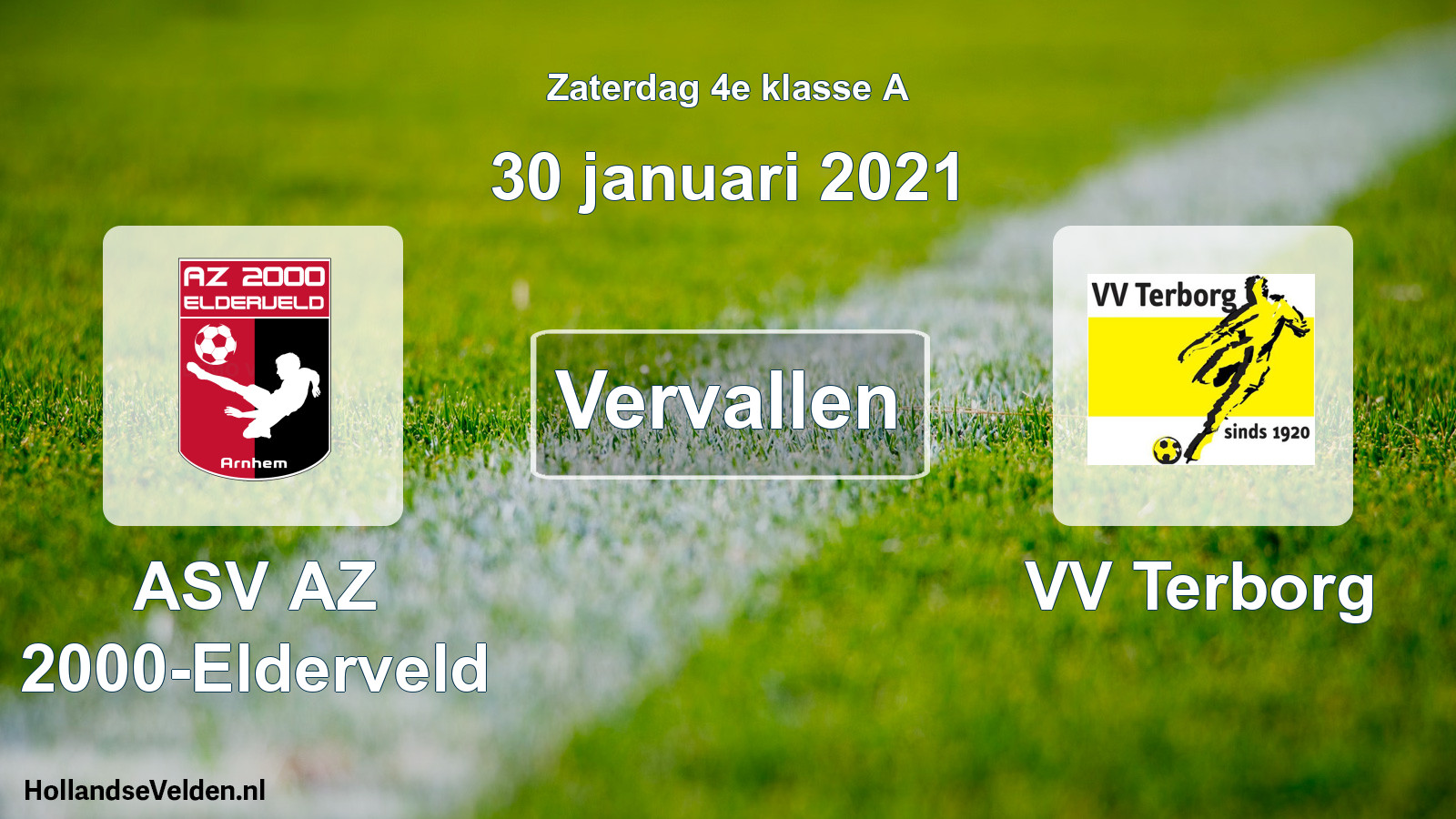 Scheduled Match: ASV AZ 2000-Elderveld - VV Terborg (30 January 2021)