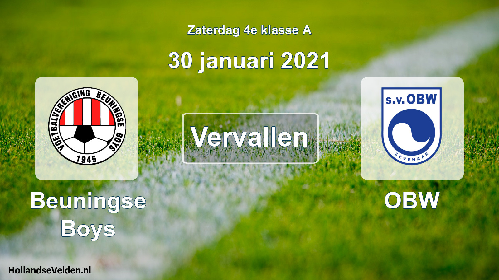 Scheduled Match: Beuningse Boys - OBW (30 January 2021)