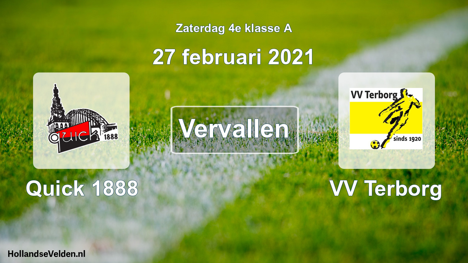 Scheduled Match: Quick 1888 - VV Terborg (27 February 2021)