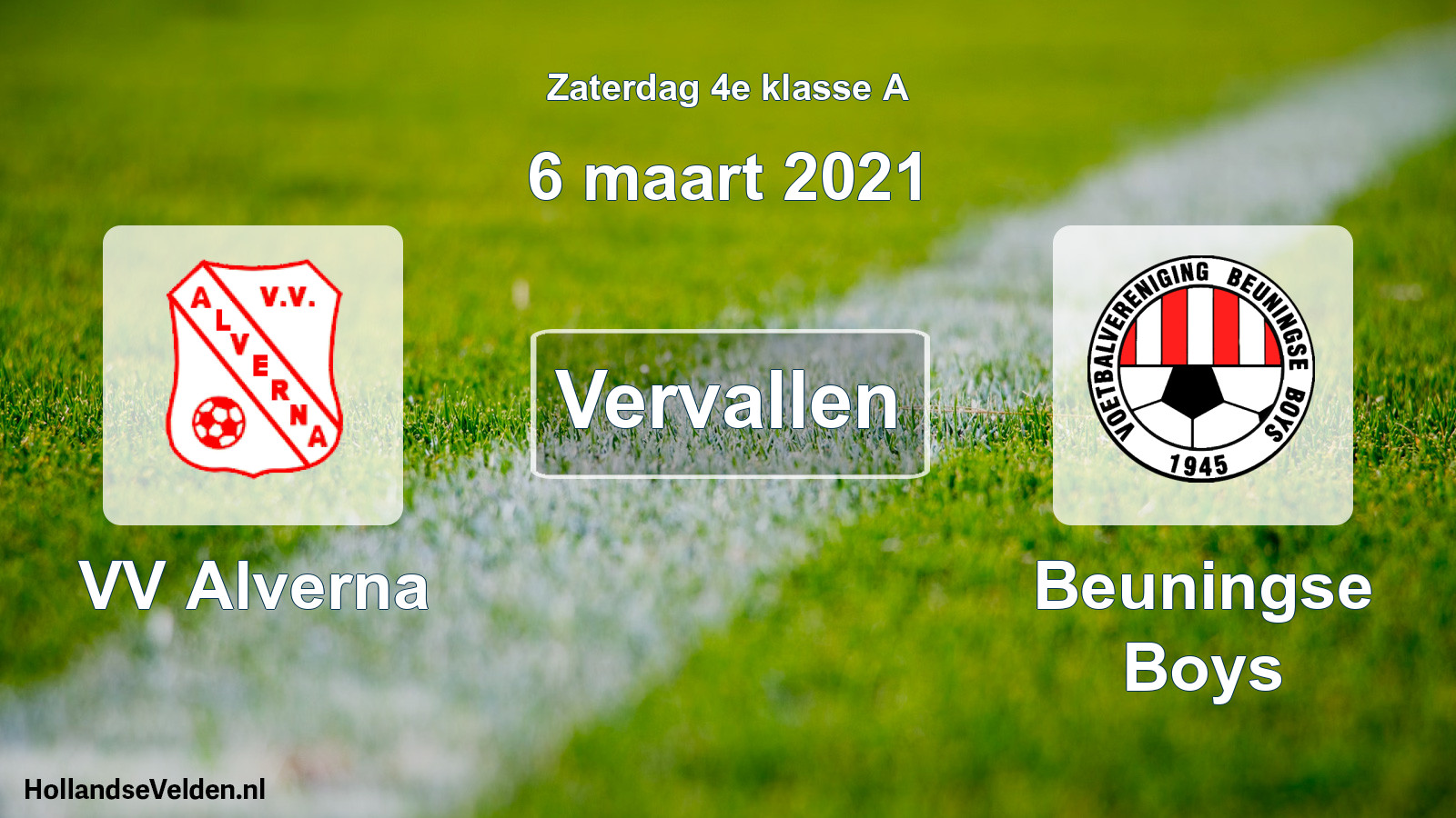 Scheduled Match: VV Alverna - Beuningse Boys (6 March 2021)