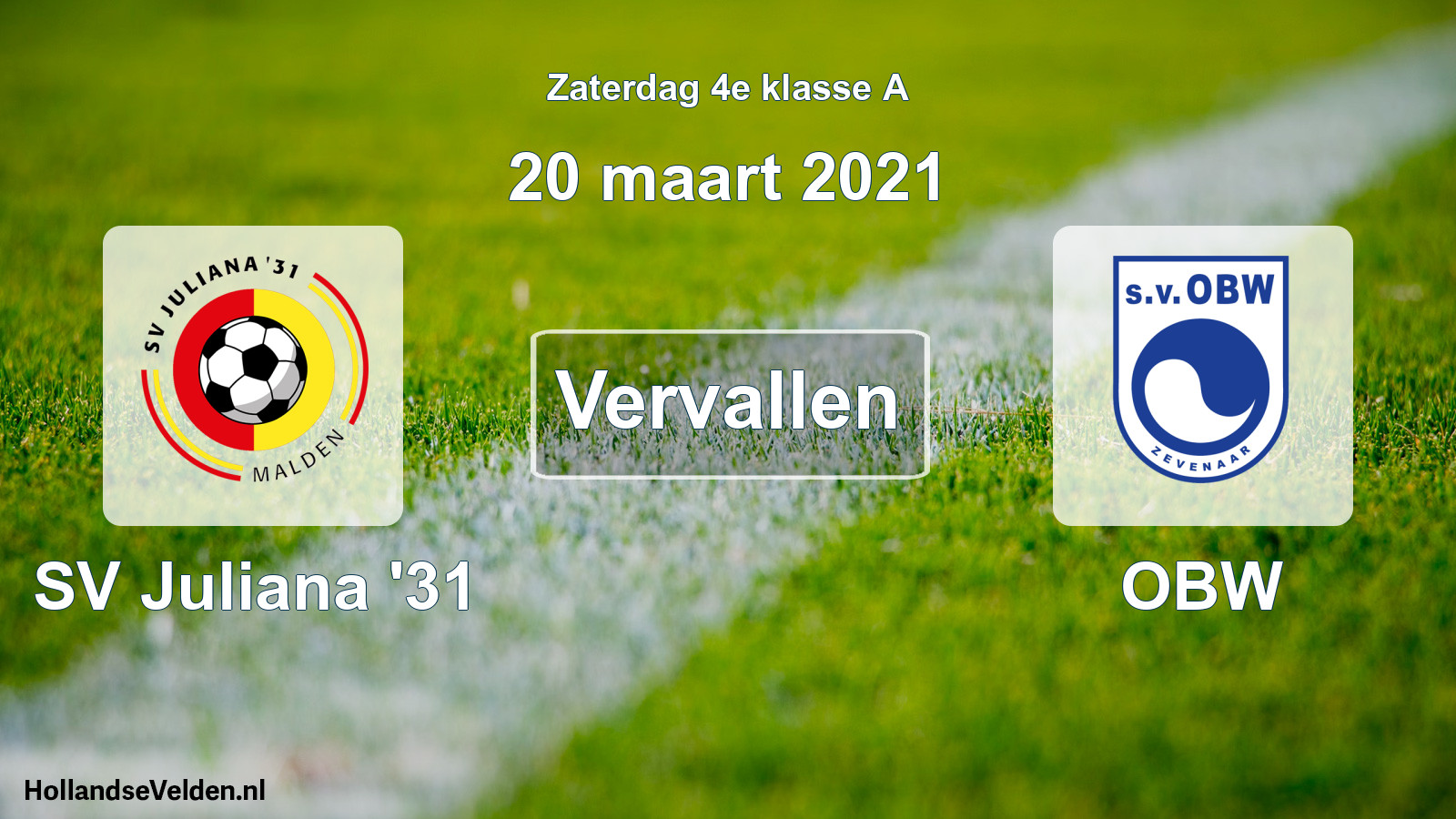 Scheduled Match: SV Juliana '31 - OBW (20 March 2021)