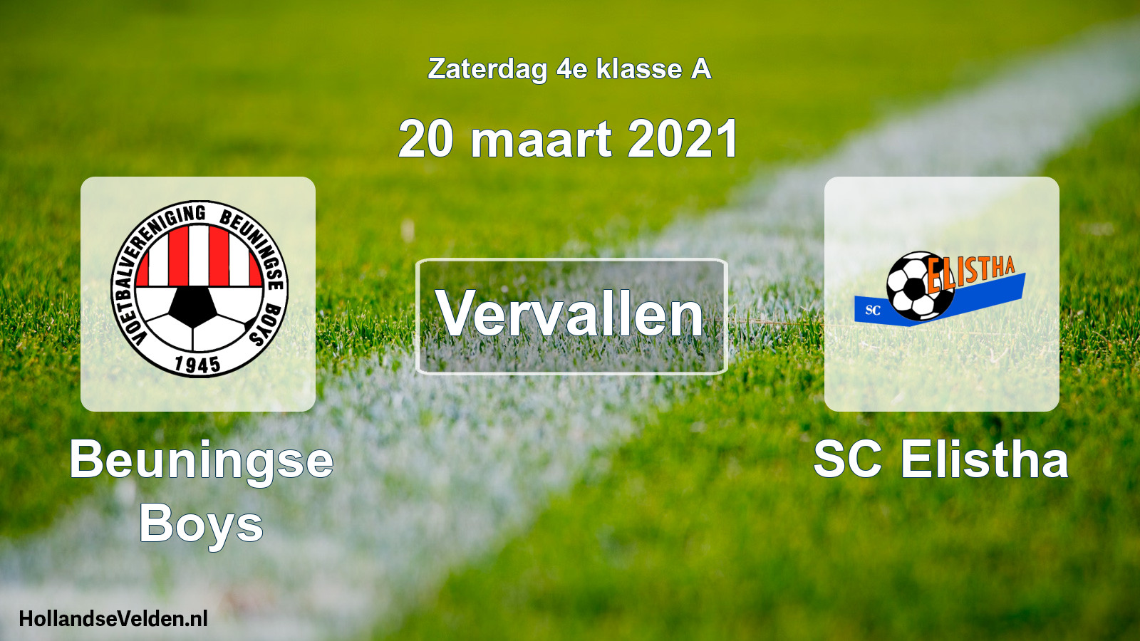 Scheduled Match: Beuningse Boys - SC Elistha (20 March 2021)