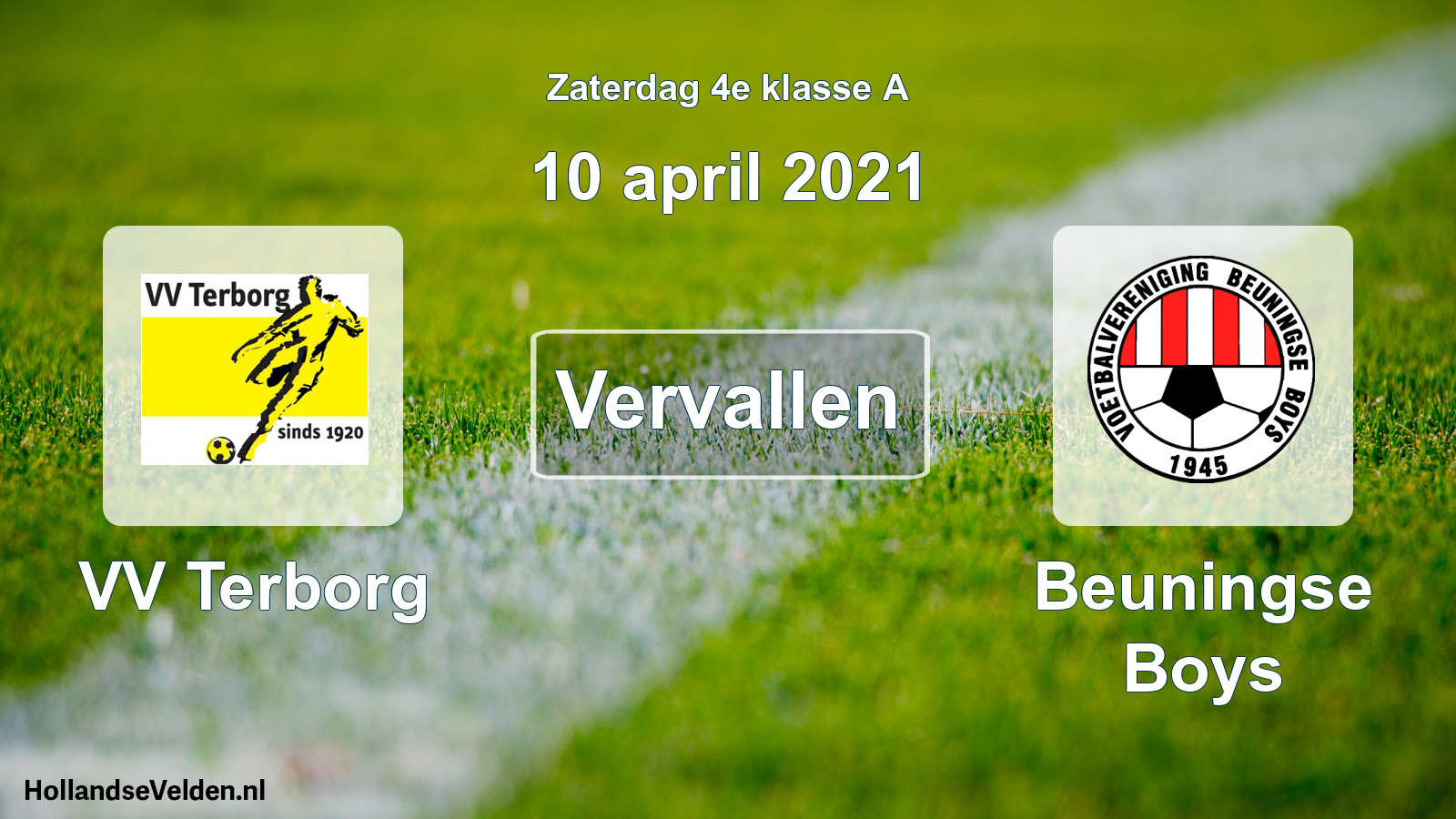 Scheduled Match: VV Terborg - Beuningse Boys (10 April 2021)