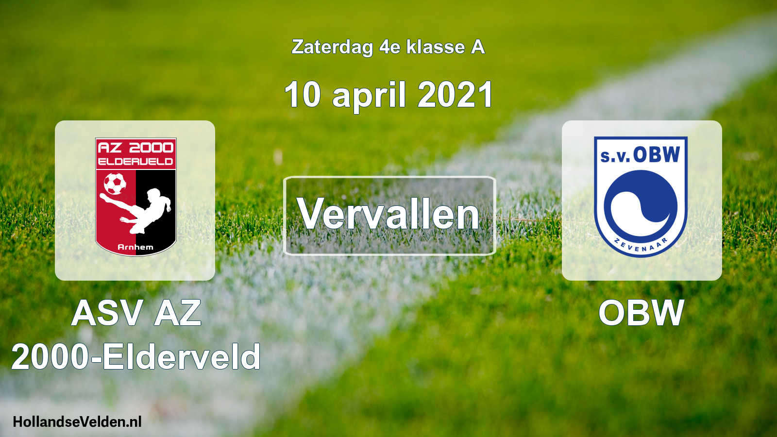 Scheduled Match: ASV AZ 2000-Elderveld - OBW (10 April 2021)
