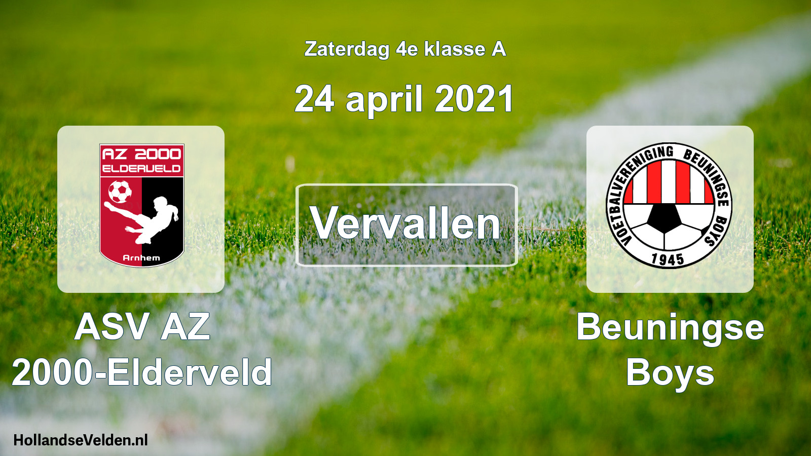Scheduled Match: ASV AZ 2000-Elderveld - Beuningse Boys (24 April 2021)