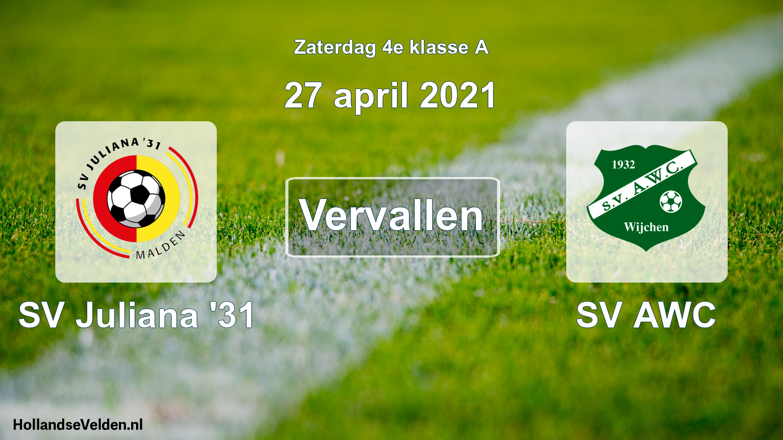 Scheduled Match: SV Juliana '31 - SV AWC (27 April 2021)