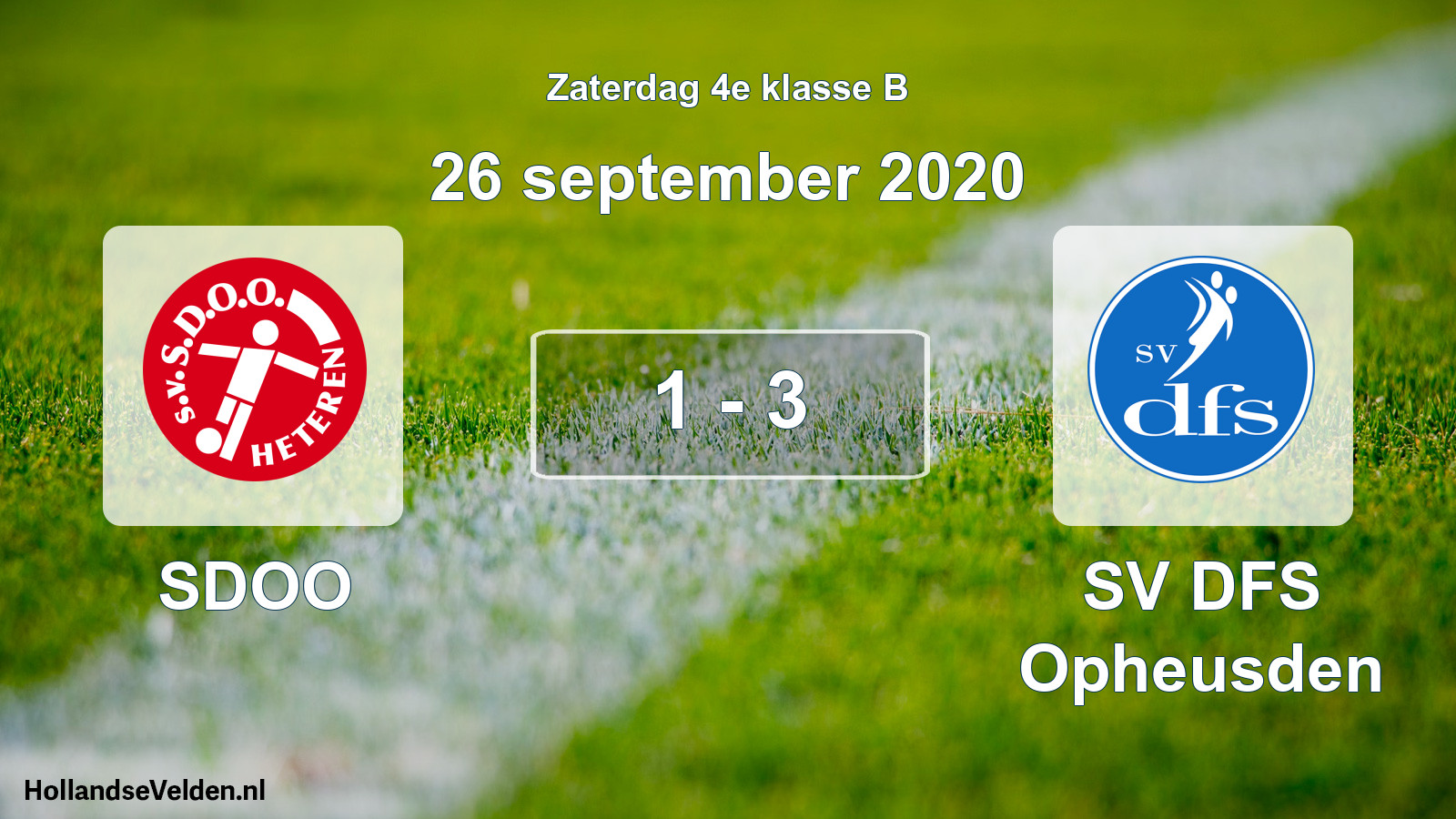 Total number of matches played: SDOO - SV DFS Opheusden 1 - 3 (26 September 2020)