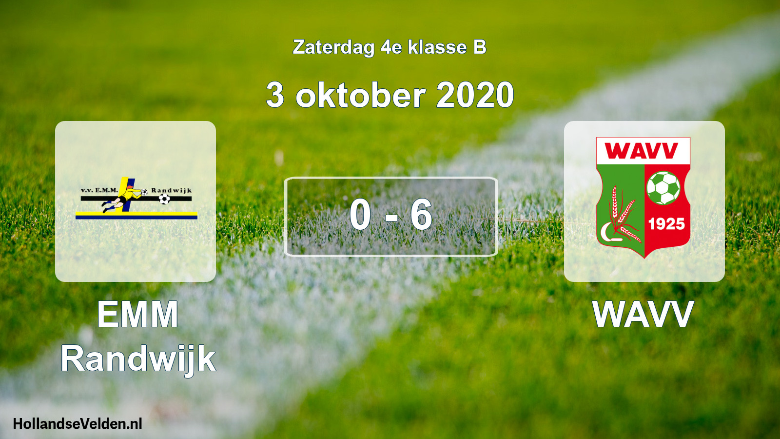 Total number of matches played: EMM Randwijk - WAVV 0 - 6 (3 October 2020)
