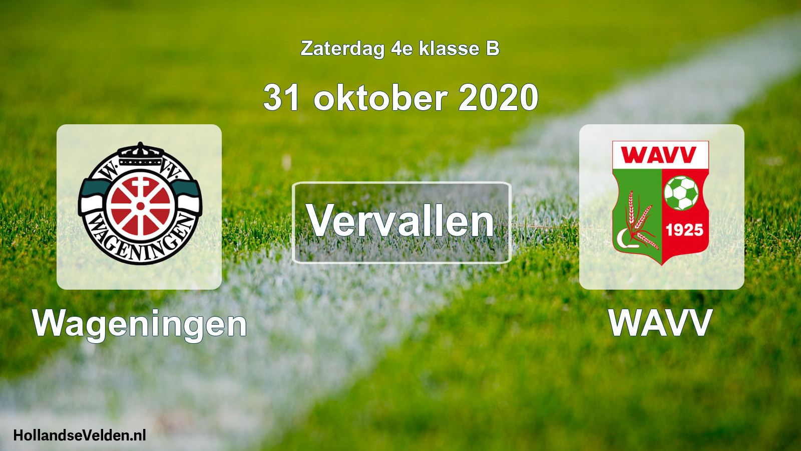 Scheduled Match: Wageningen - WAVV (31 October 2020)