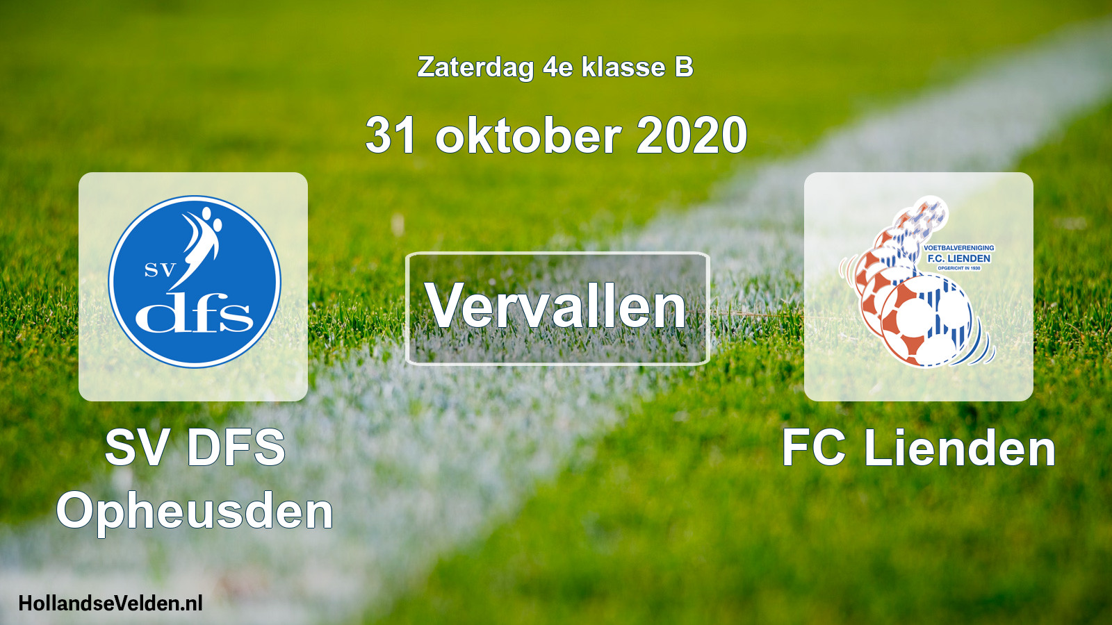 Scheduled Match: SV DFS Opheusden - FC Lienden (31 October 2020)