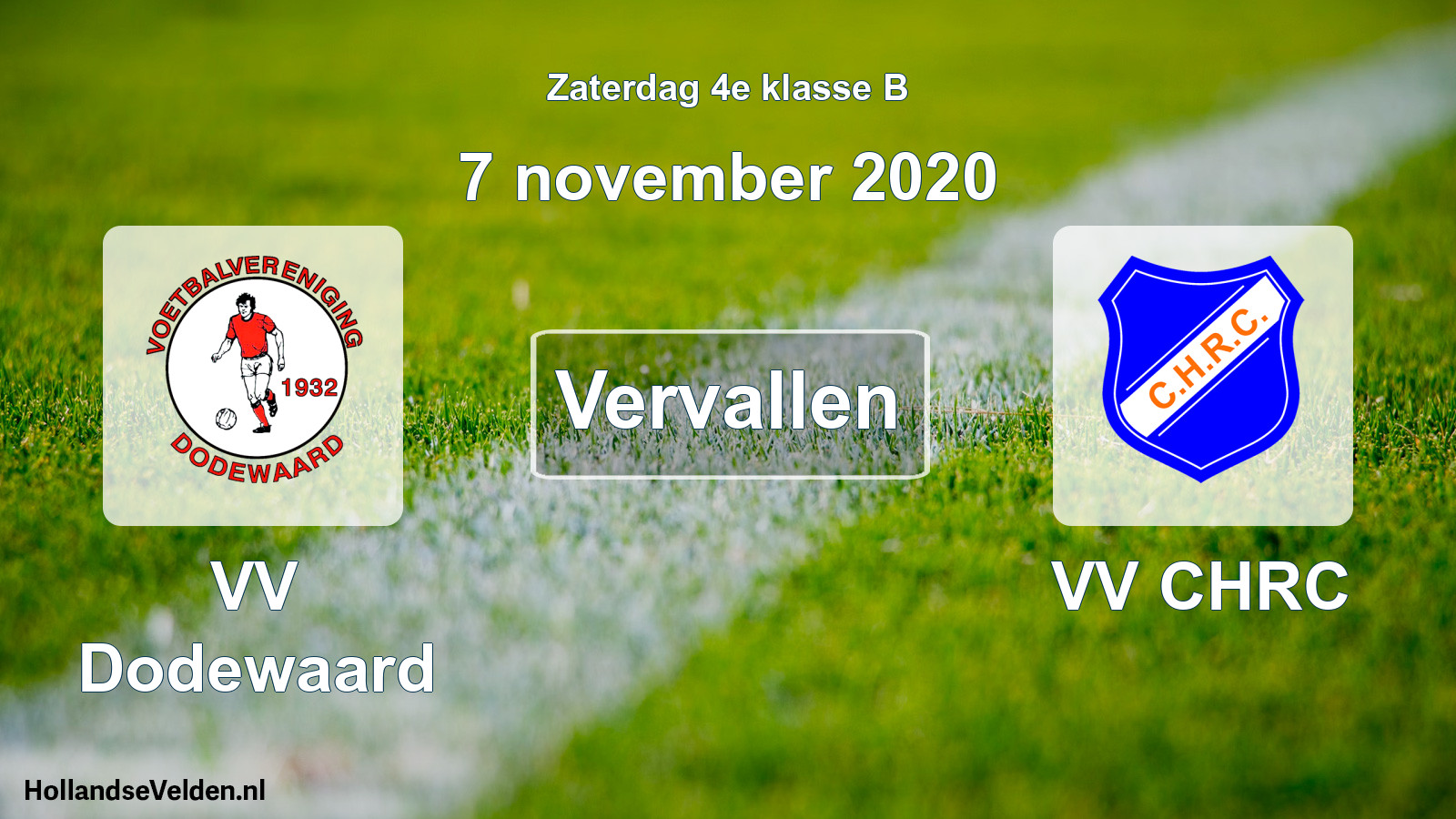 Scheduled Match: VV Dodewaard - VV CHRC (7 November 2020)