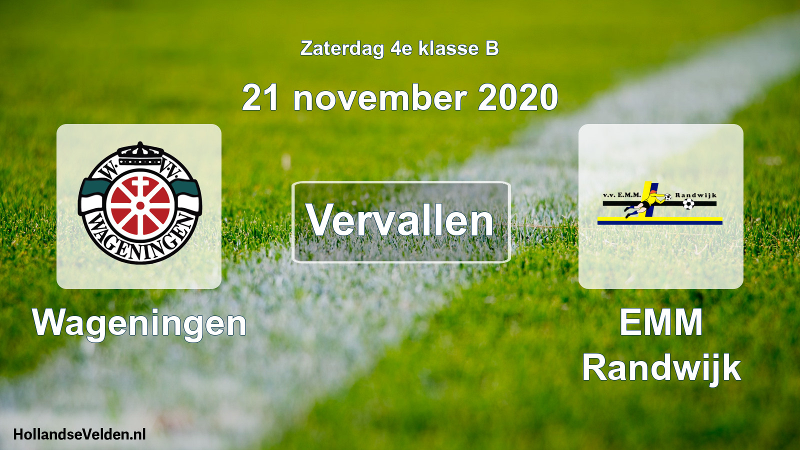 Scheduled Match: Wageningen - EMM Randwijk (21 November 2020)