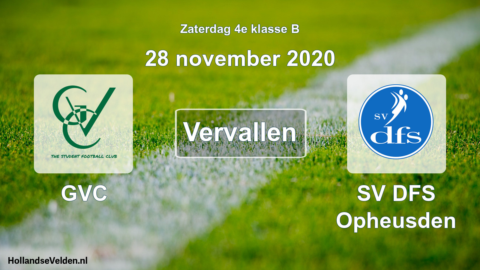 Scheduled Match: GVC - SV DFS Opheusden (28 November 2020)