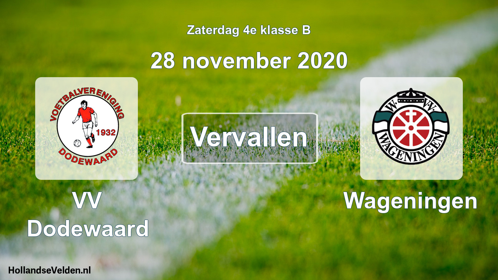 Scheduled Match: VV Dodewaard - Wageningen (28 November 2020)