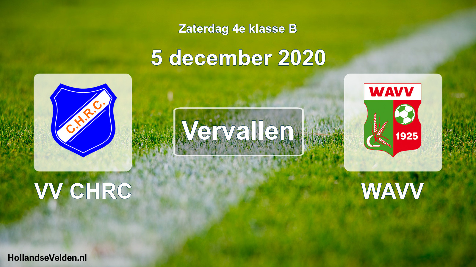 Scheduled Match: VV CHRC - WAVV (5 December 2020)