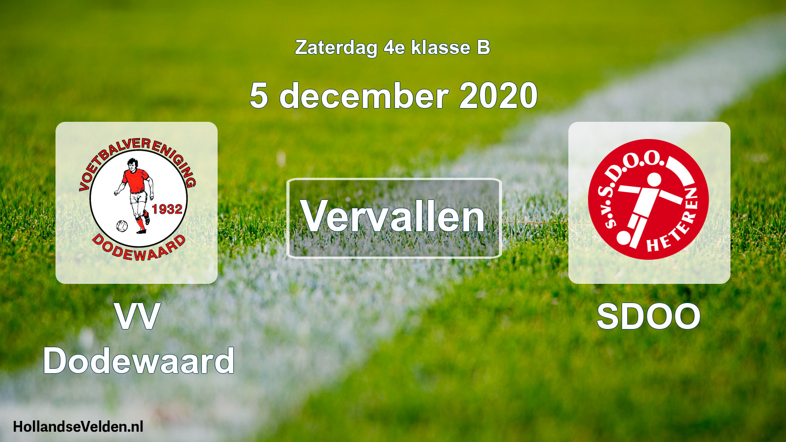 Scheduled Match: VV Dodewaard - SDOO (5 December 2020)