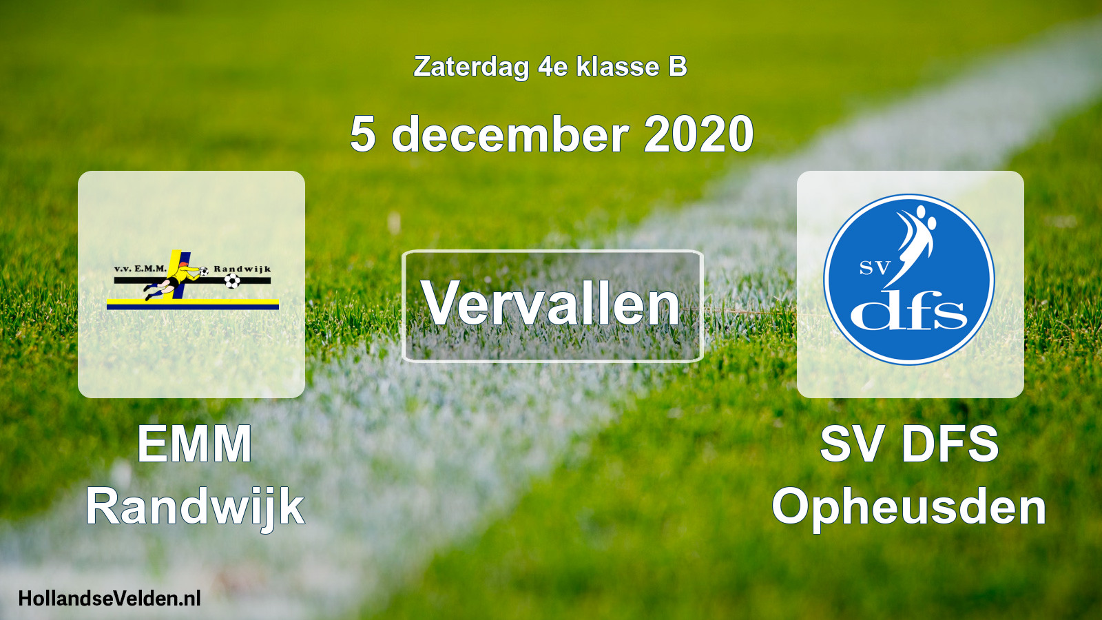 Scheduled Match: EMM Randwijk - SV DFS Opheusden (5 December 2020)