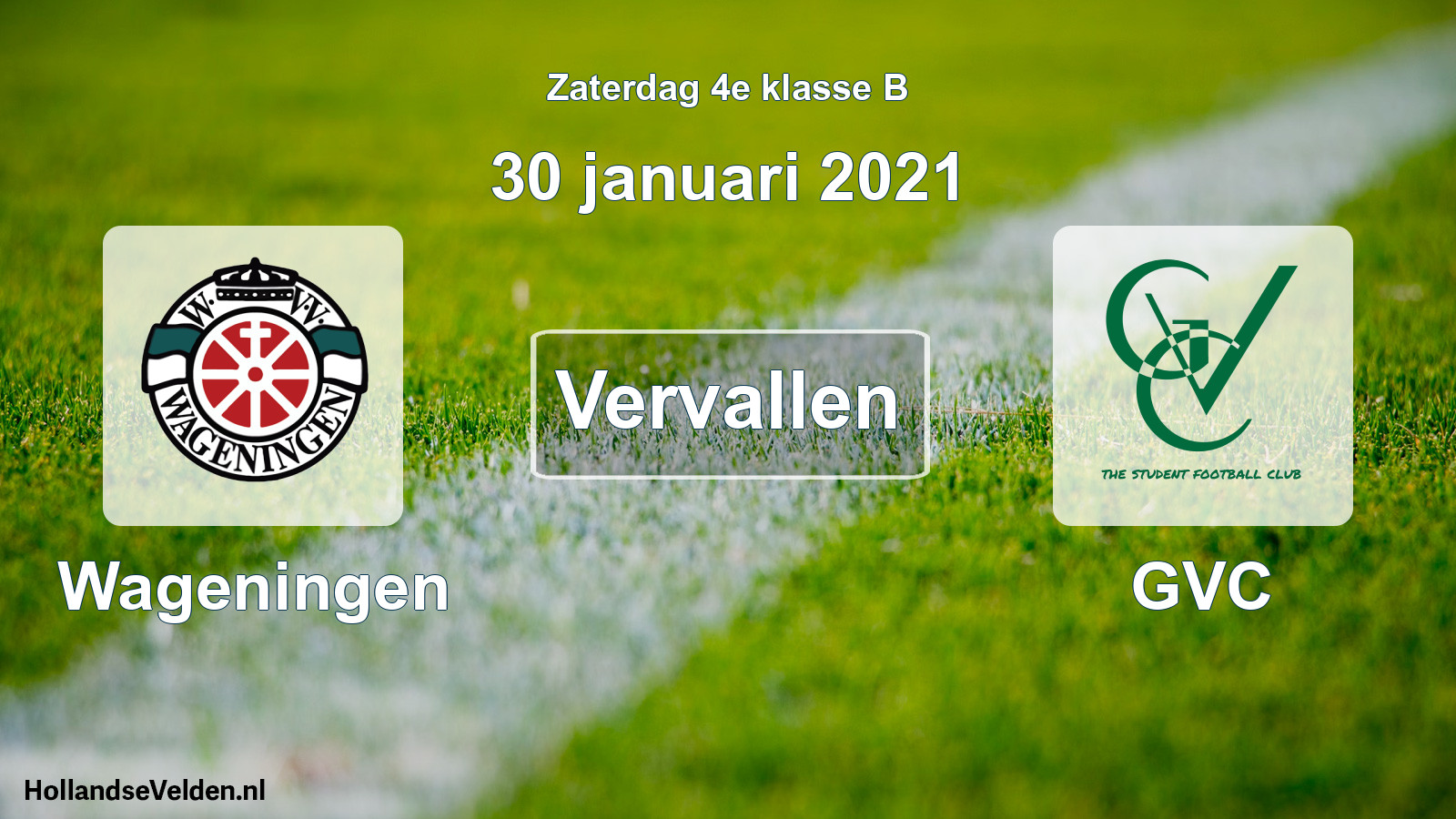 Scheduled Match: Wageningen - GVC (30 January 2021)