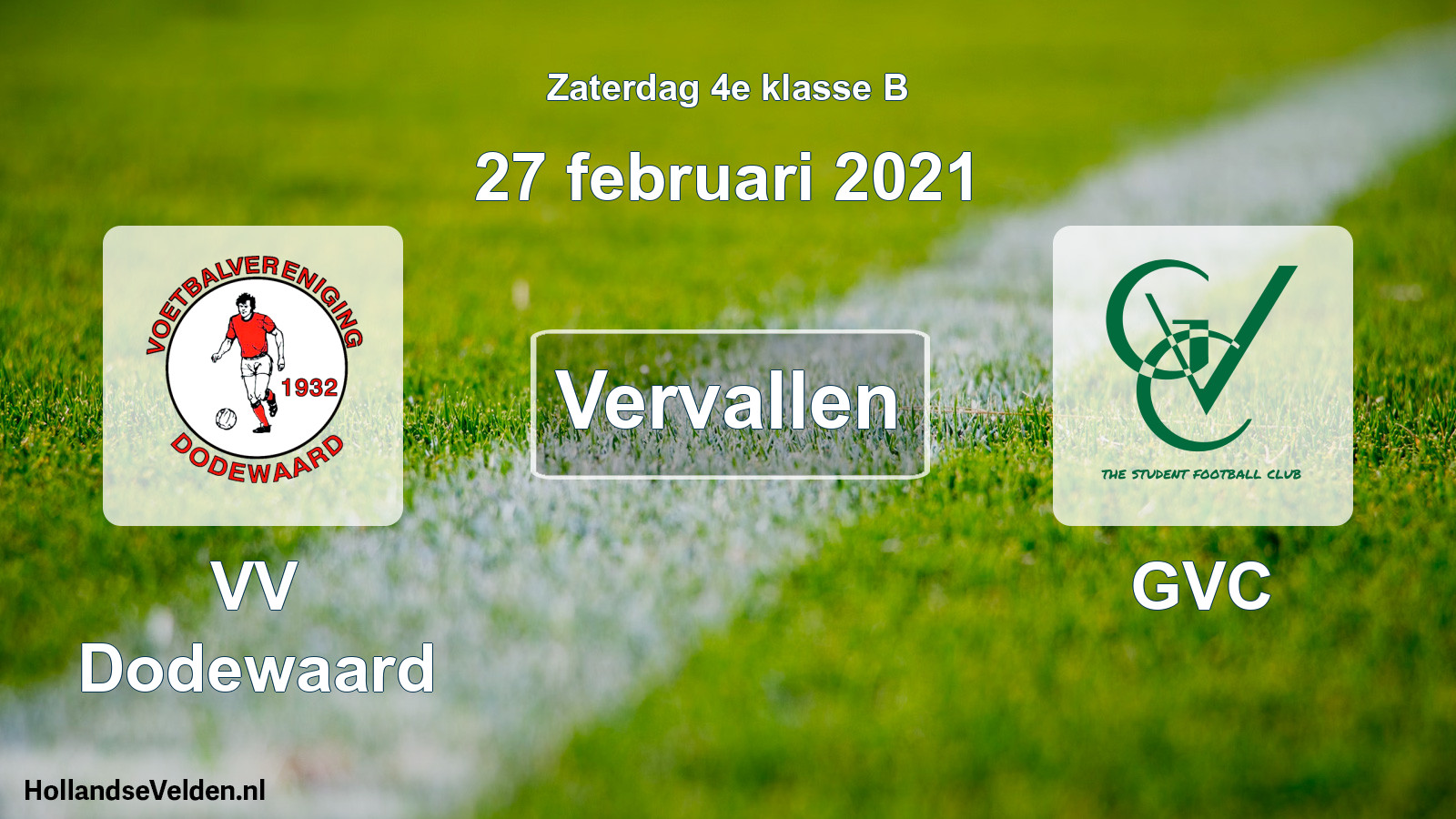 Scheduled Match: VV Dodewaard - GVC (27 February 2021)
