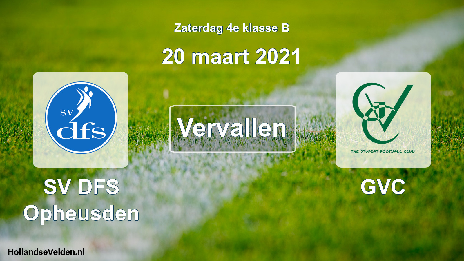 Scheduled Match: SV DFS Opheusden - GVC (20 March 2021)
