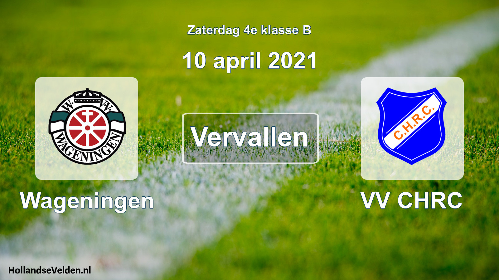 Scheduled Match: Wageningen - VV CHRC (10 April 2021)