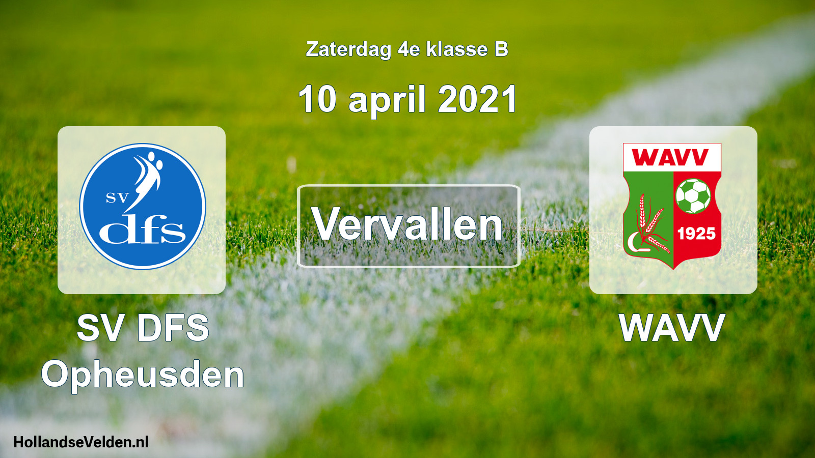 Scheduled Match: SV DFS Opheusden - WAVV (10 April 2021)