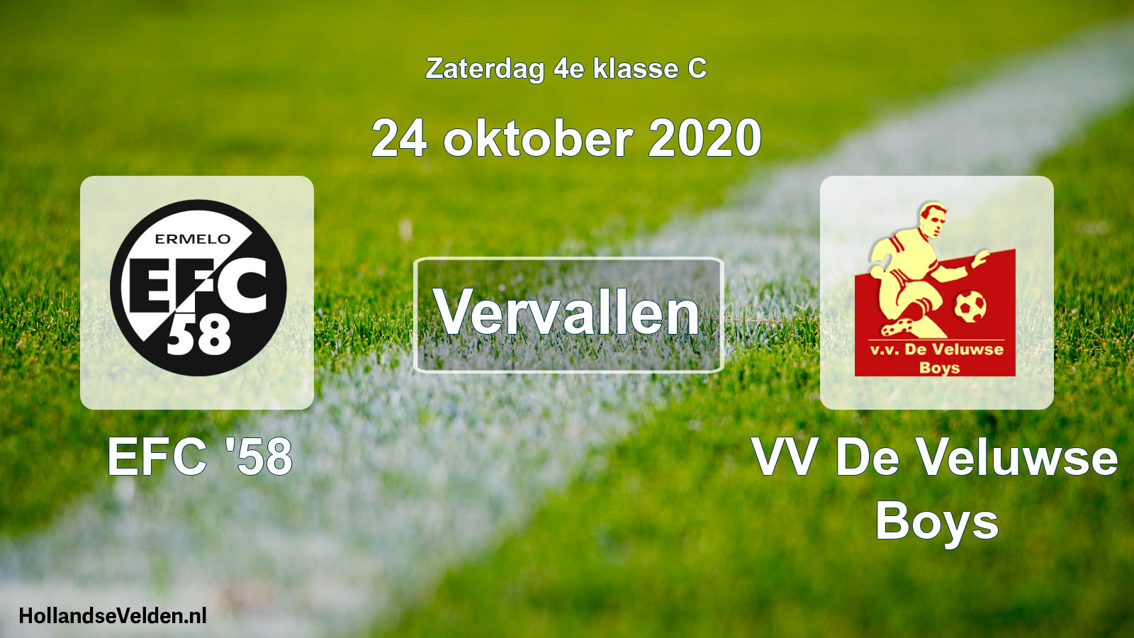 Scheduled Match: EFC '58 - VV De Veluwse Boys (24 October 2020)