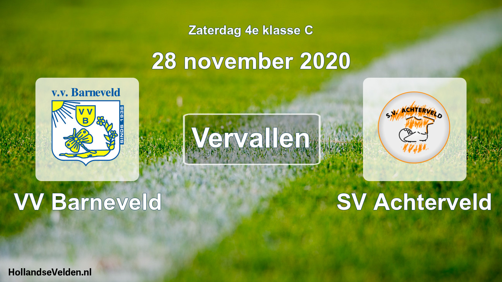Scheduled Match: VV Barneveld - SV Achterveld (28 November 2020)