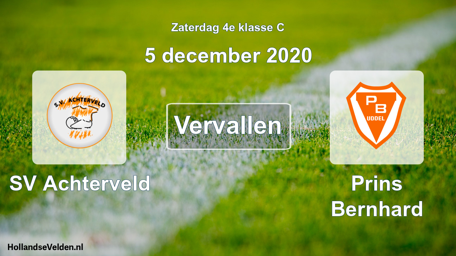 Scheduled Match: SV Achterveld - Prins Bernhard (5 December 2020)