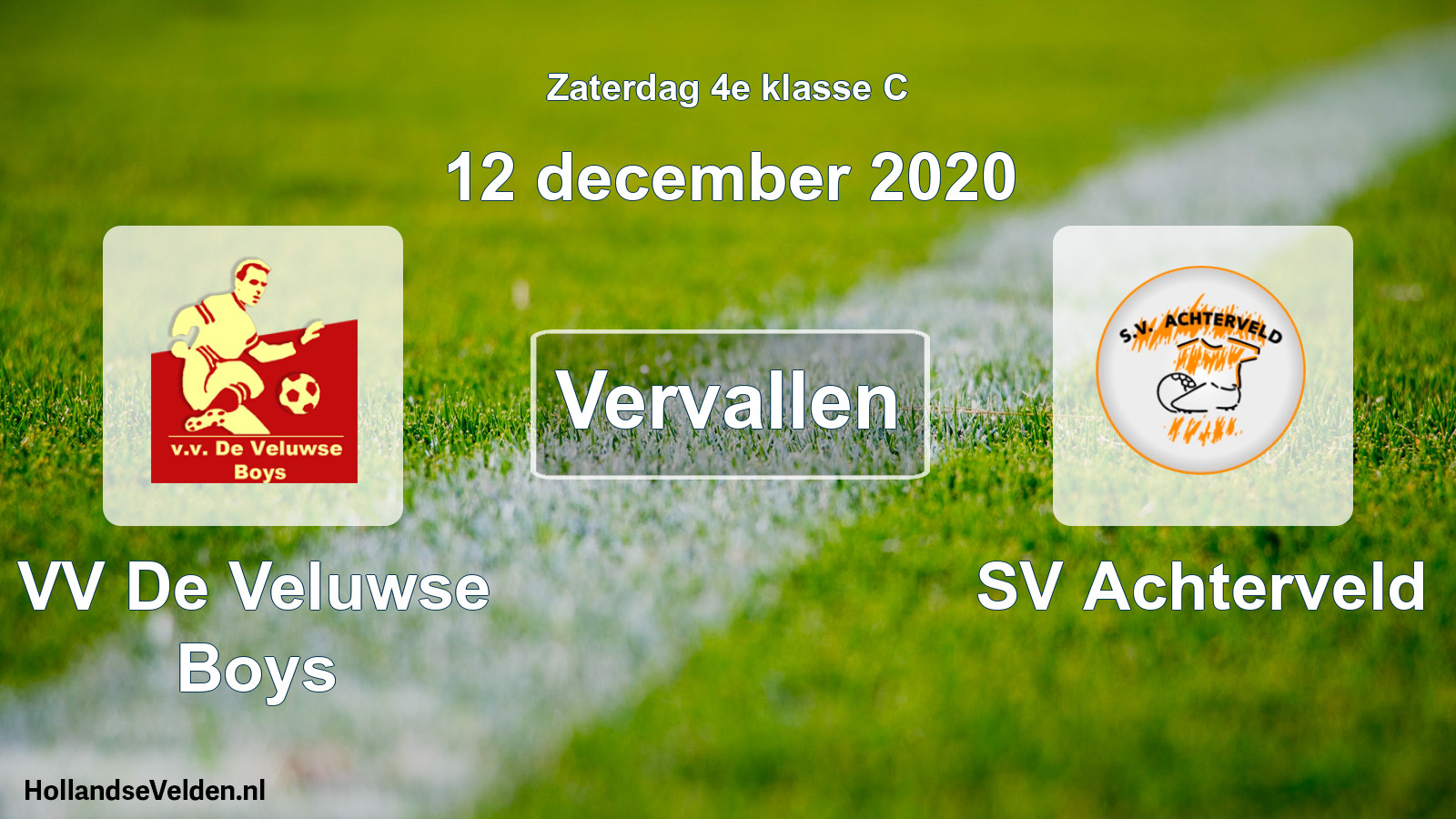Scheduled Match: VV De Veluwse Boys - SV Achterveld (12 December 2020)