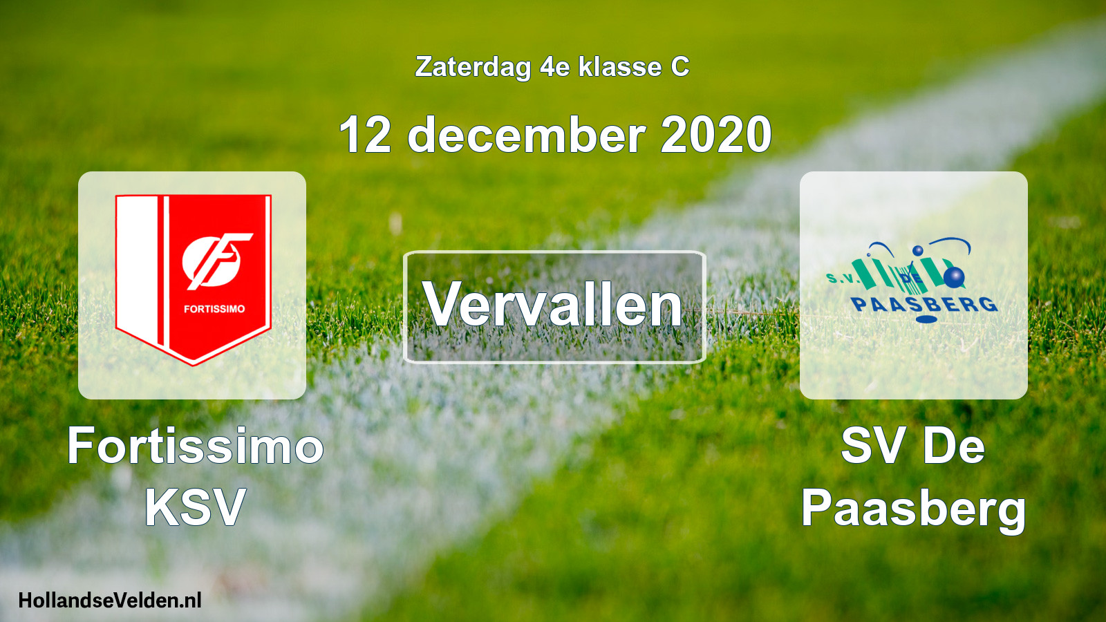 Scheduled Match: Fortissimo KSV - SV De Paasberg (12 December 2020)