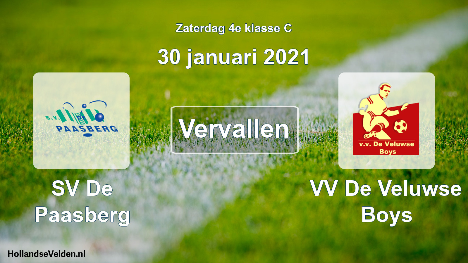 Scheduled Match: SV De Paasberg - VV De Veluwse Boys (30 January 2021)