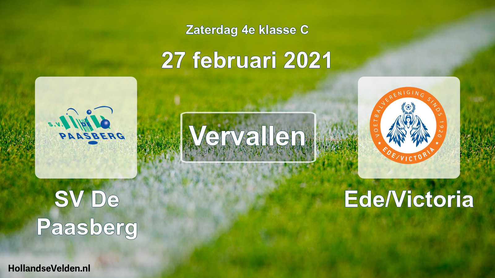 Scheduled Match: SV De Paasberg - Ede/Victoria (27 February 2021)