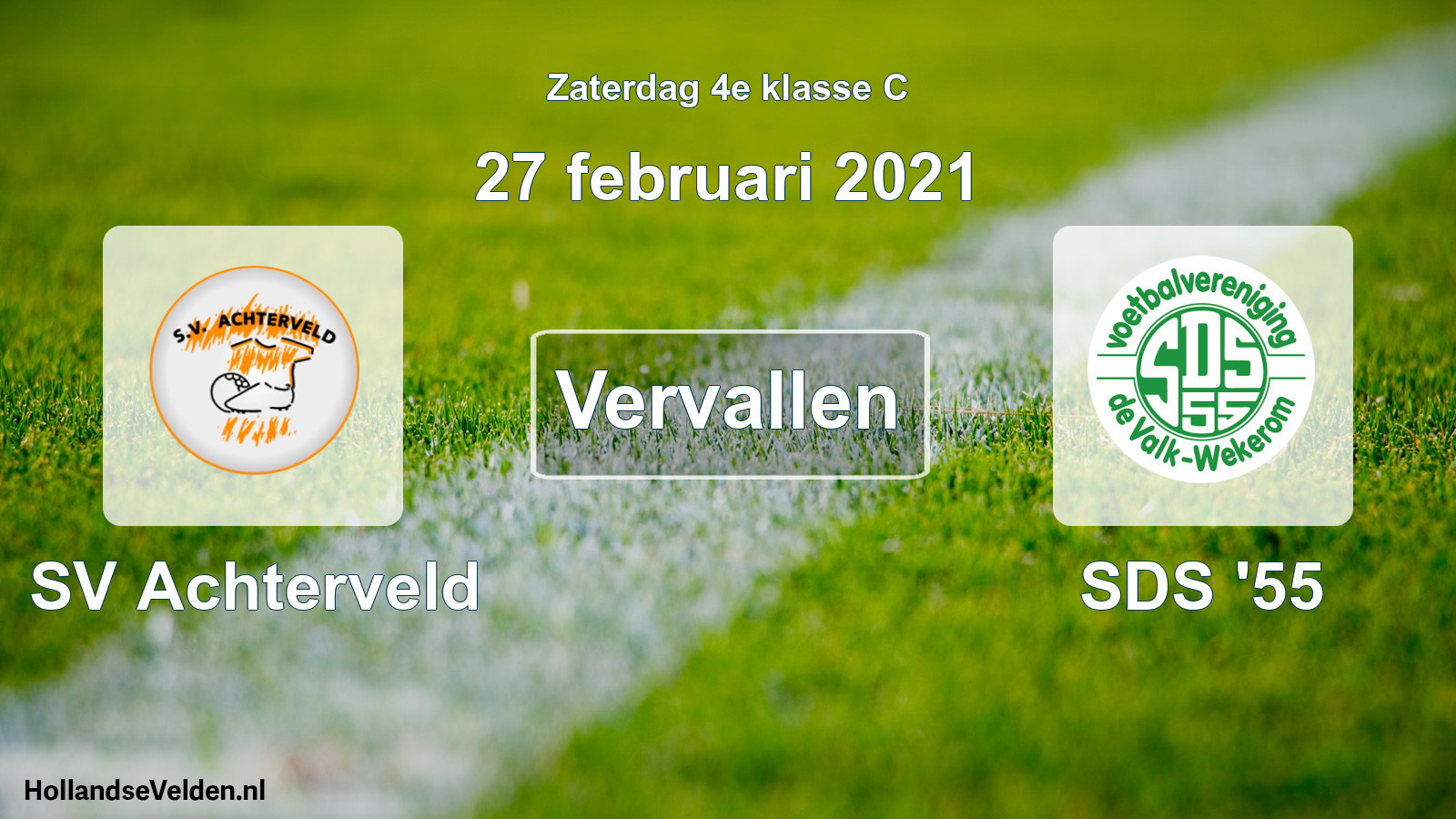 Scheduled Match: SV Achterveld - SDS '55 (27 February 2021)