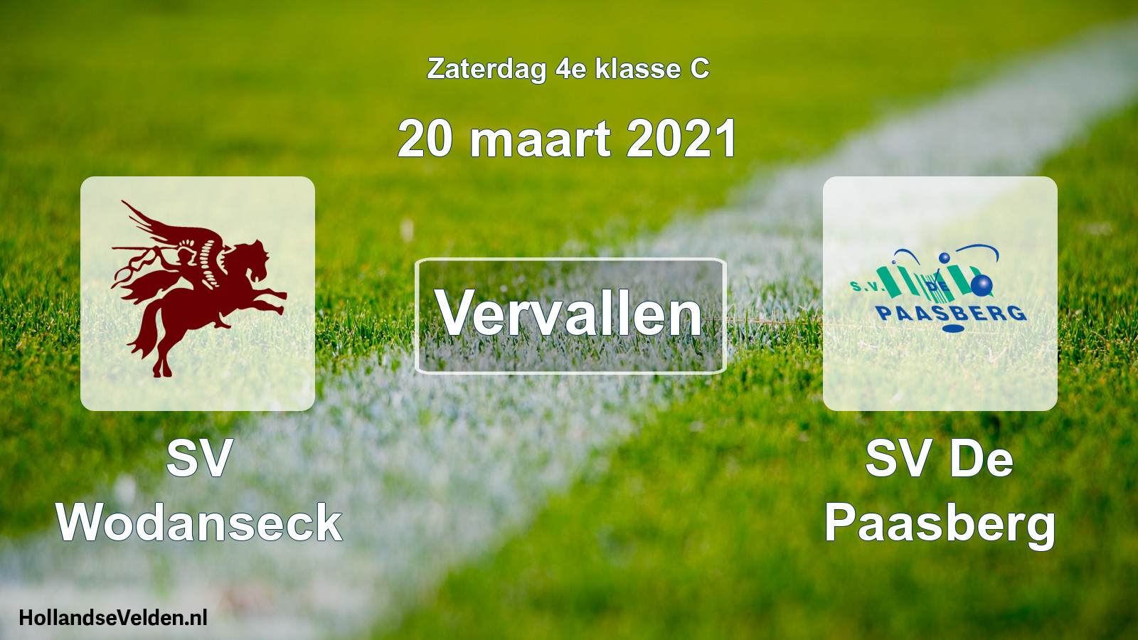 Scheduled Match: SV Wodanseck - SV De Paasberg (20 March 2021)