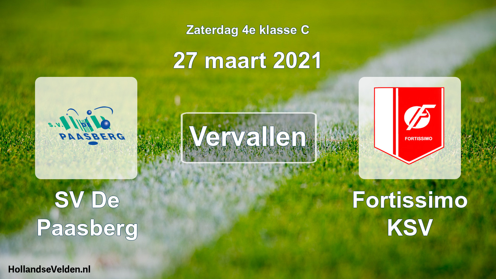 Scheduled Match: SV De Paasberg - Fortissimo KSV (27 March 2021)