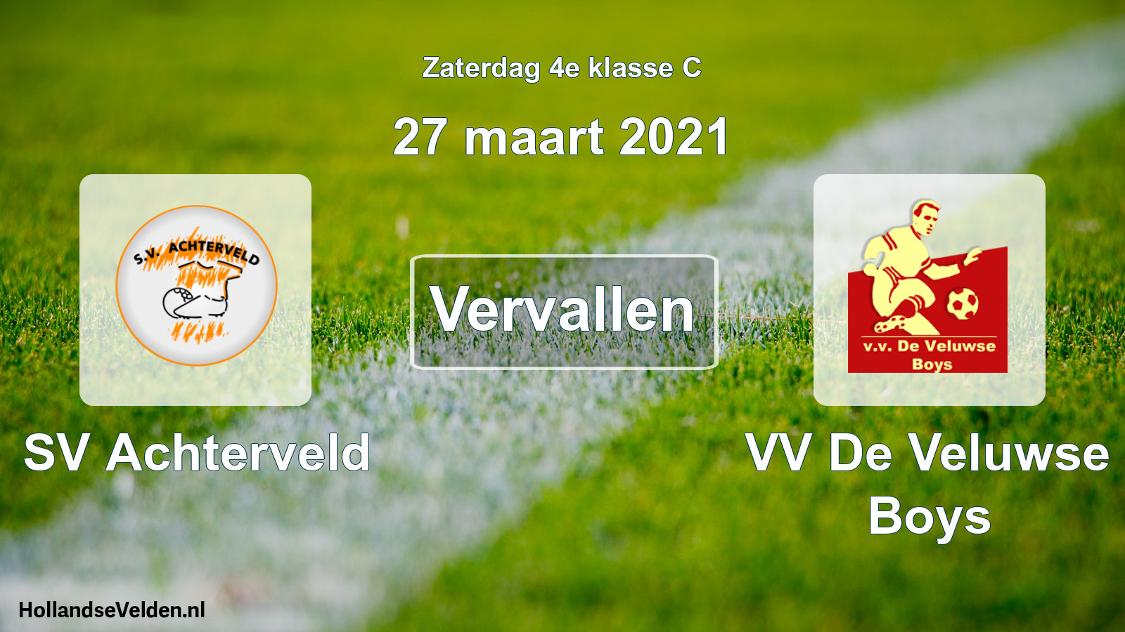 Scheduled Match: SV Achterveld - VV De Veluwse Boys (27 March 2021)