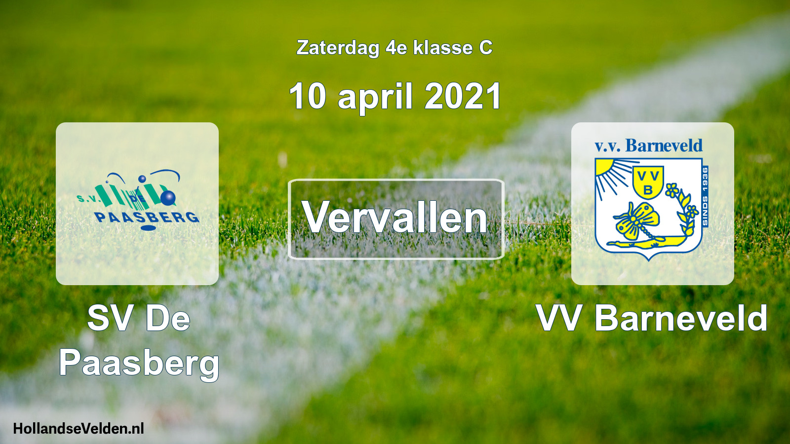 Scheduled Match: SV De Paasberg - VV Barneveld (10 April 2021)