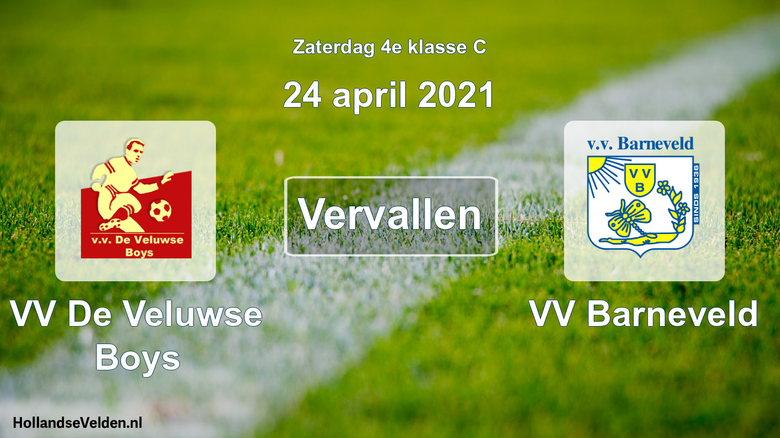 Scheduled Match: VV De Veluwse Boys - VV Barneveld (24 April 2021)