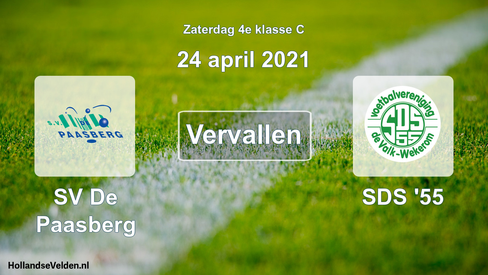 Scheduled Match: SV De Paasberg - SDS '55 (24 April 2021)