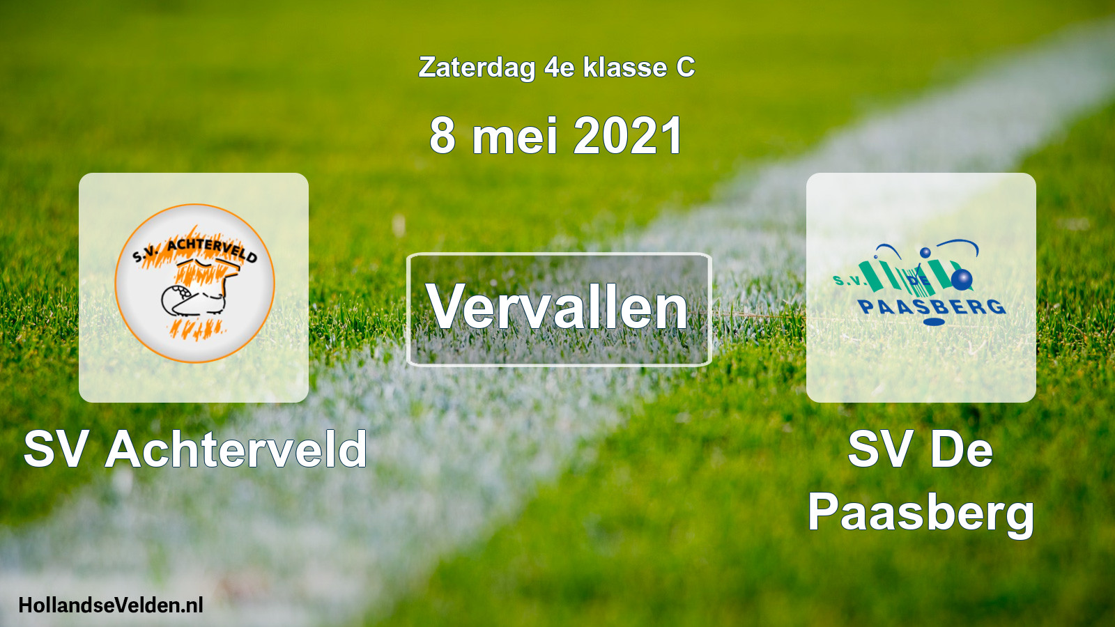 Scheduled Match: SV Achterveld - SV De Paasberg (8 May 2021)