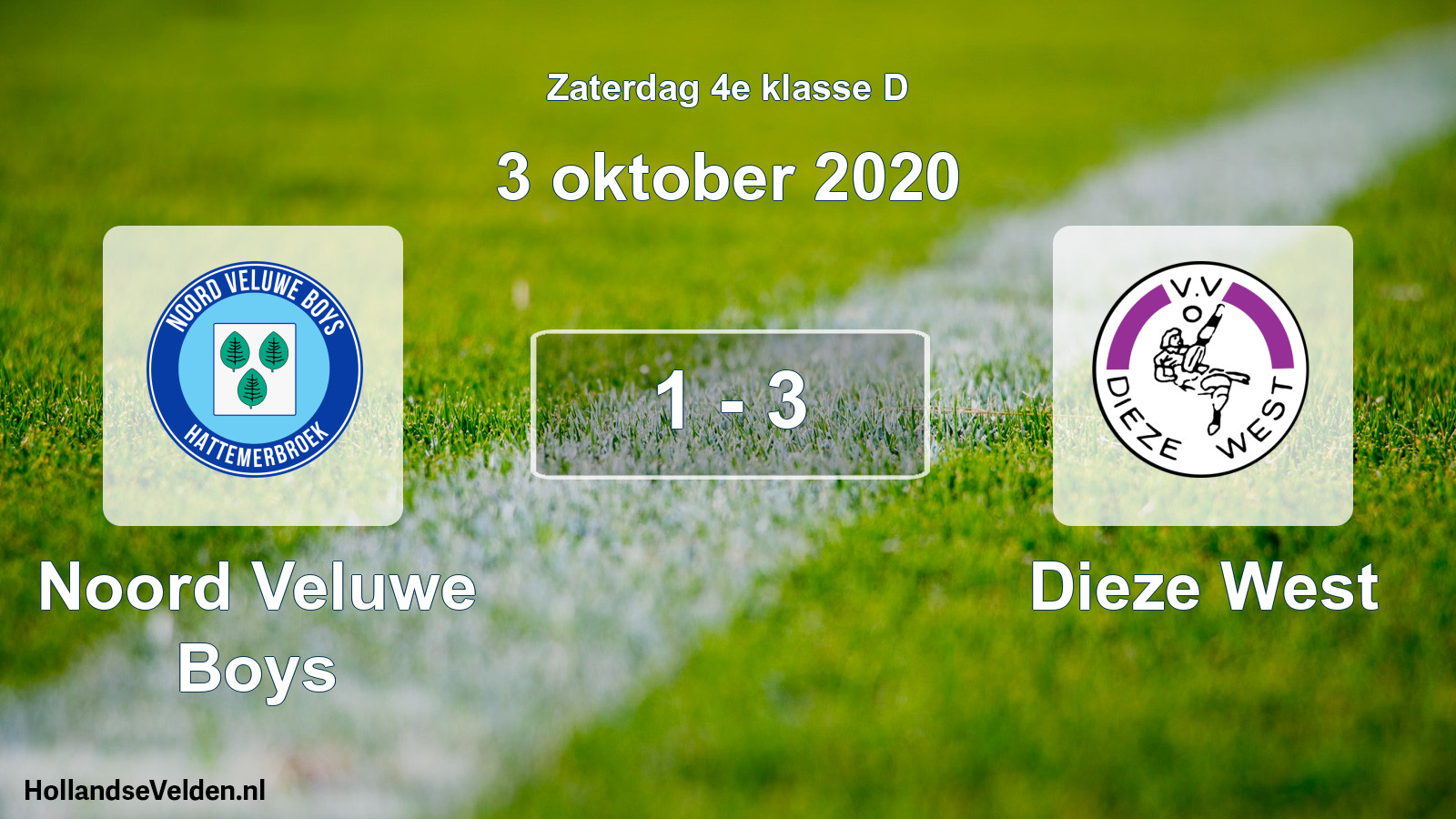 Total number of matches played: Noord Veluwe Boys - Dieze West 1 - 3 (3 October 2020)