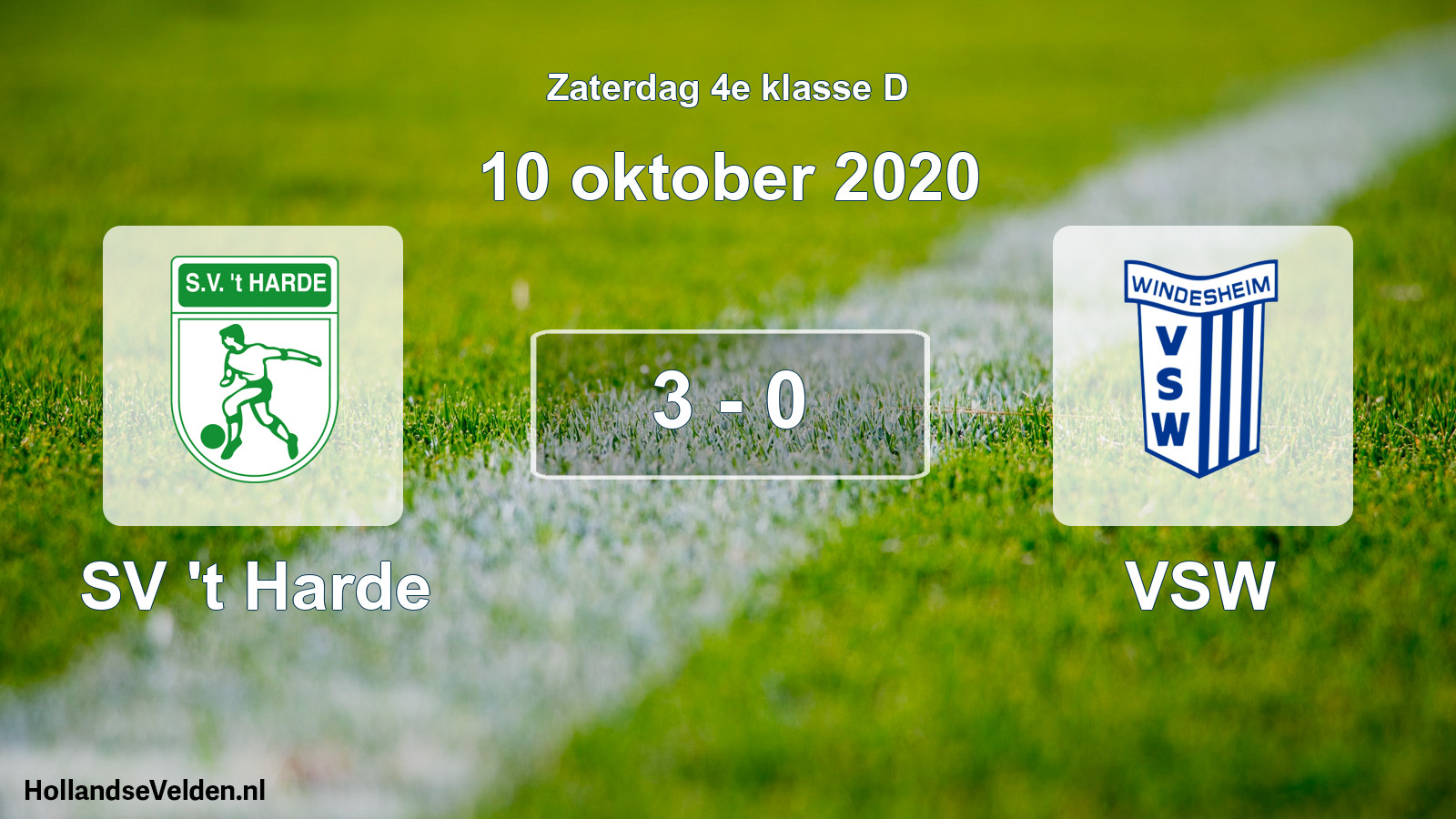Total number of matches played: SV 't Harde - VSW 3 - 0 (10 October 2020)