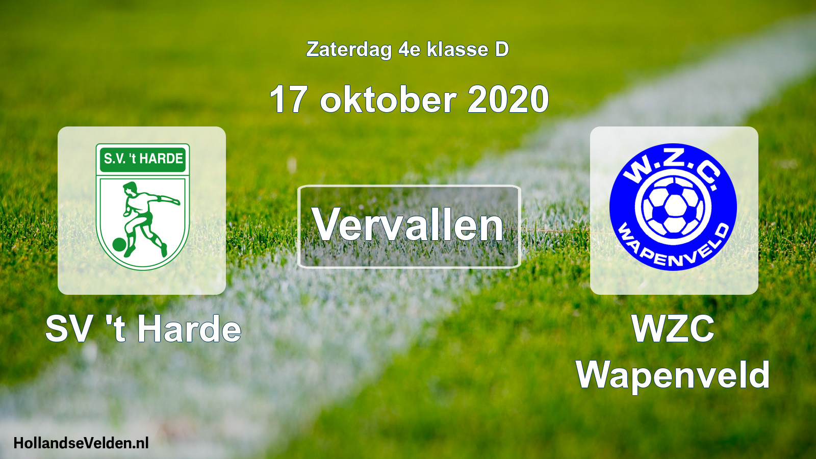 Scheduled Match: SV 't Harde - WZC Wapenveld (17 October 2020)