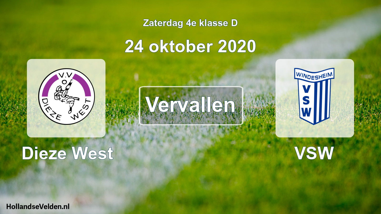 Scheduled Match: Dieze West - VSW (24 October 2020)