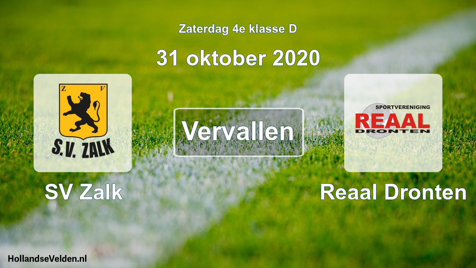 Scheduled Match: SV Zalk - Reaal Dronten (31 October 2020)
