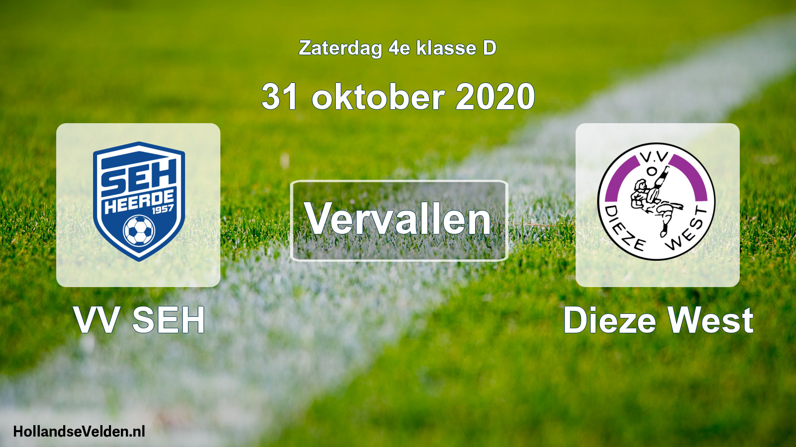 Scheduled Match: VV SEH - Dieze West (31 October 2020)