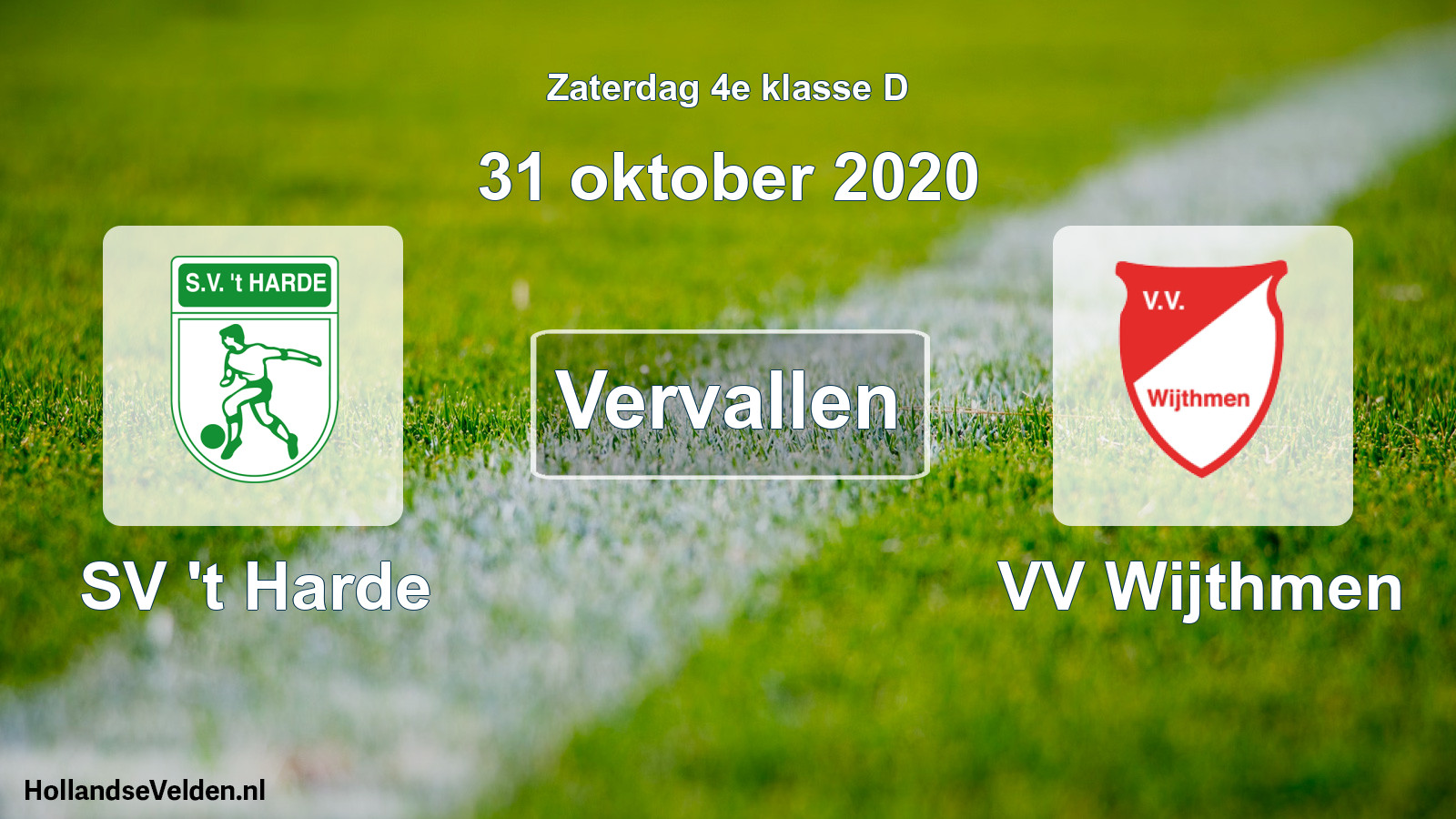 Scheduled Match: SV 't Harde - VV Wijthmen (31 October 2020)