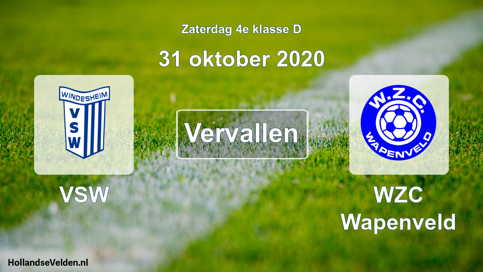 Scheduled Match: VSW - WZC Wapenveld (31 October 2020)